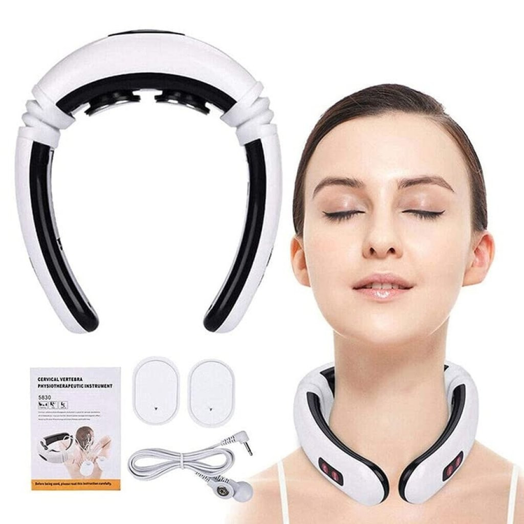 Electric Neck Massager @ ₹ 389 Deep Tissue Pain Relief Cervical Vertebra Massager Impulse Treatment Device for Acupoint Magnetic Therapy with 2 Electrode Pads